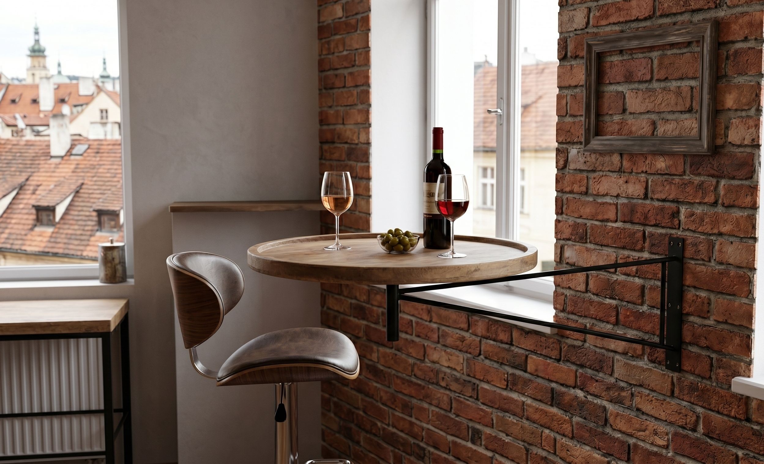 Nástěnný otáčecí bistro stolek BAR - Ø 55*80cm