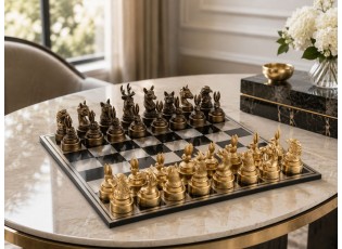 Luxusní šachová sada Chess Animals Gold & Bronze – 60*15*60 cm