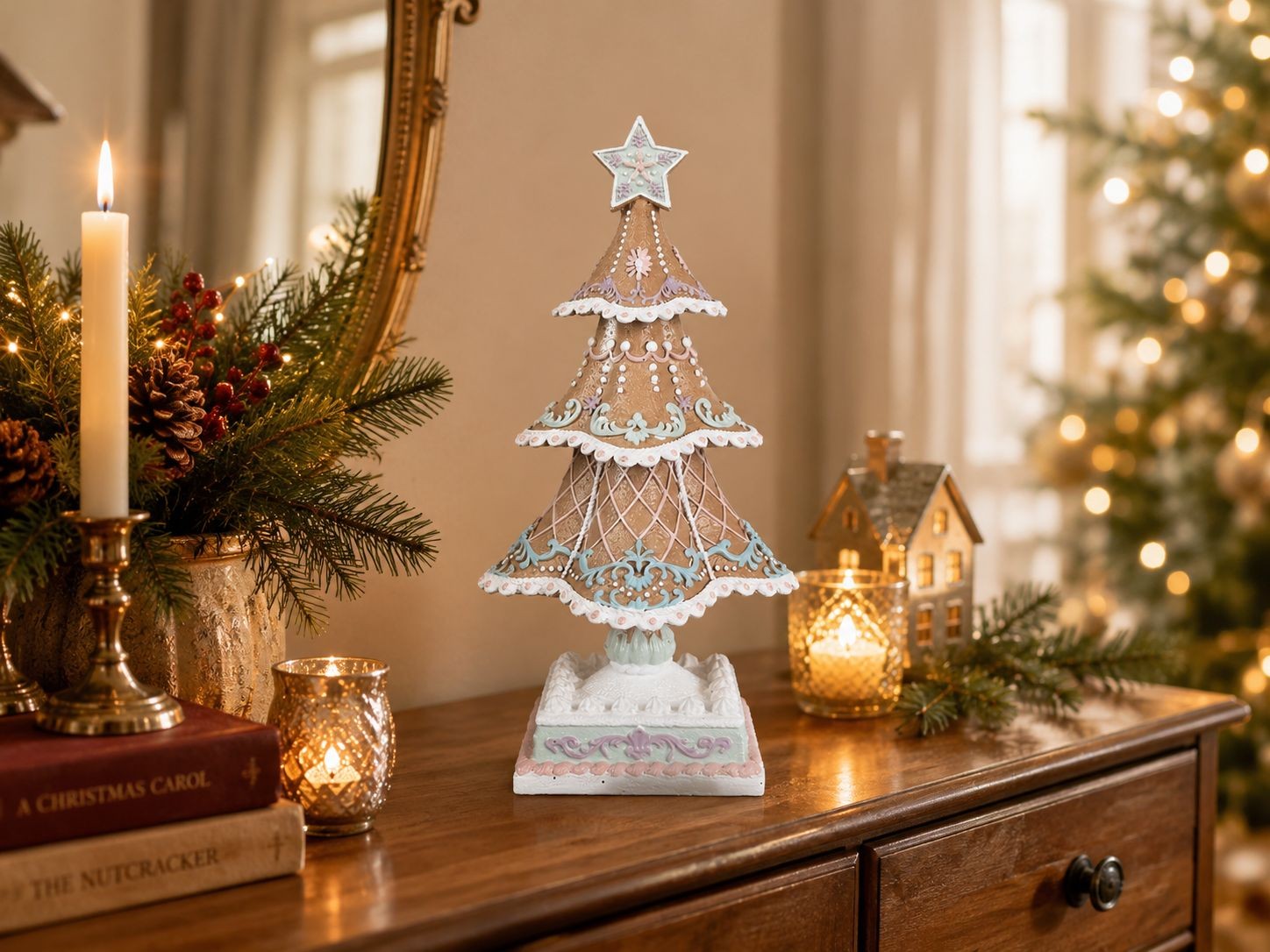 Dekorace vánoční perníkový stromek Gingerbread Tree - 12*12*25 cm
