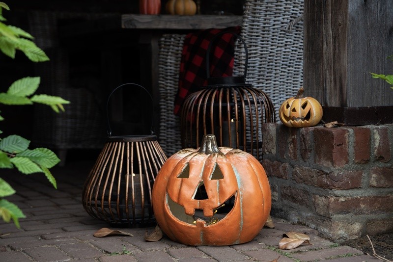 Oranžová dekorace dýně Halloween - 36*33*32 cm