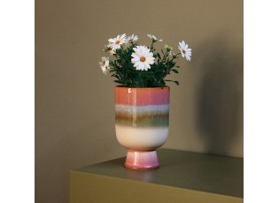 Růžový kameninový obal na květináč Retro Rosefield - Ø 13*19,5 cm