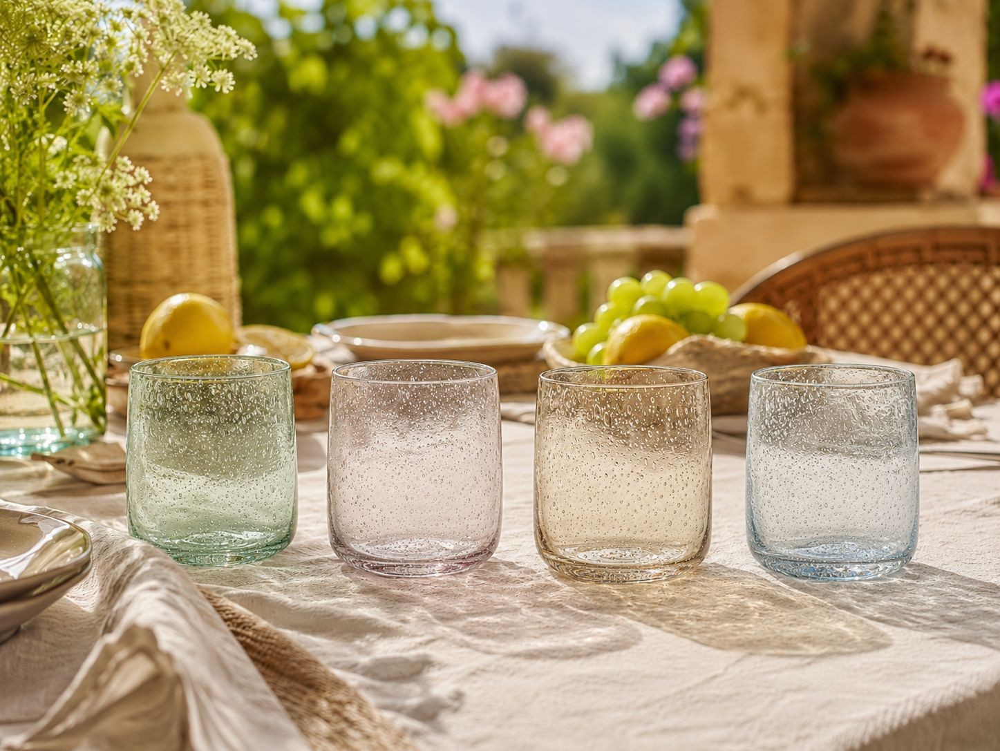 4ks barevná sklenička na vodu s bublinkami Louise - Ø7*9cm / 310ml