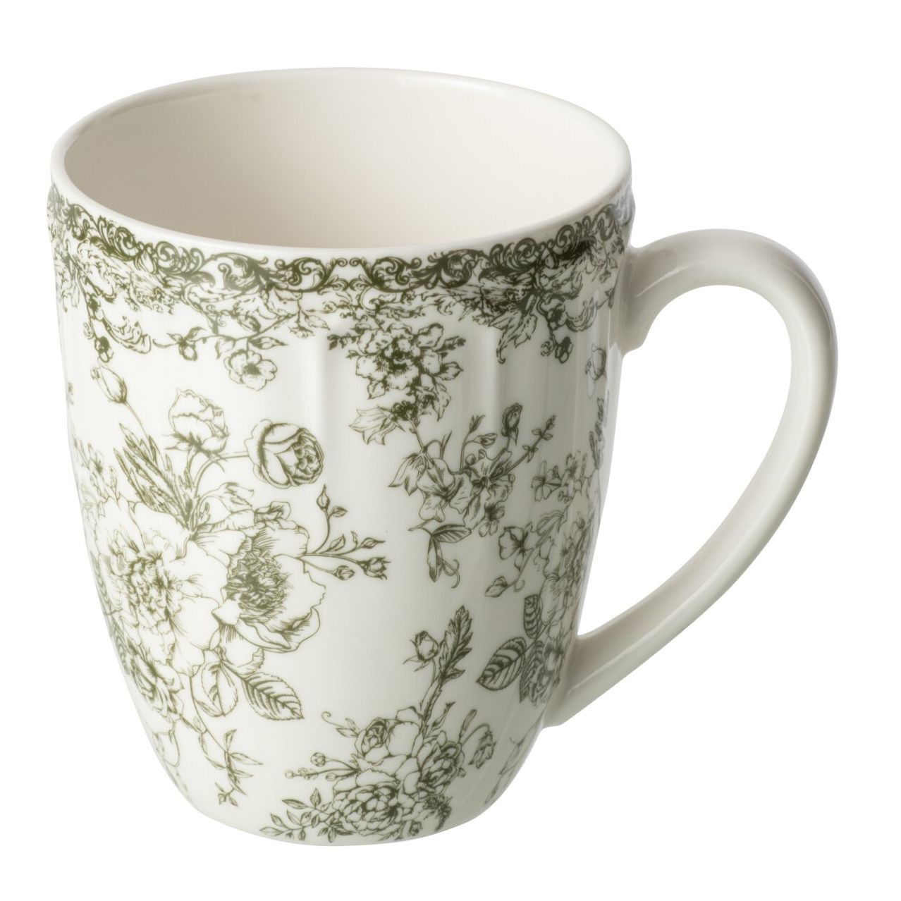 Bílý porcelánový hrneček Vintage Blossom - 9*9*11 cm