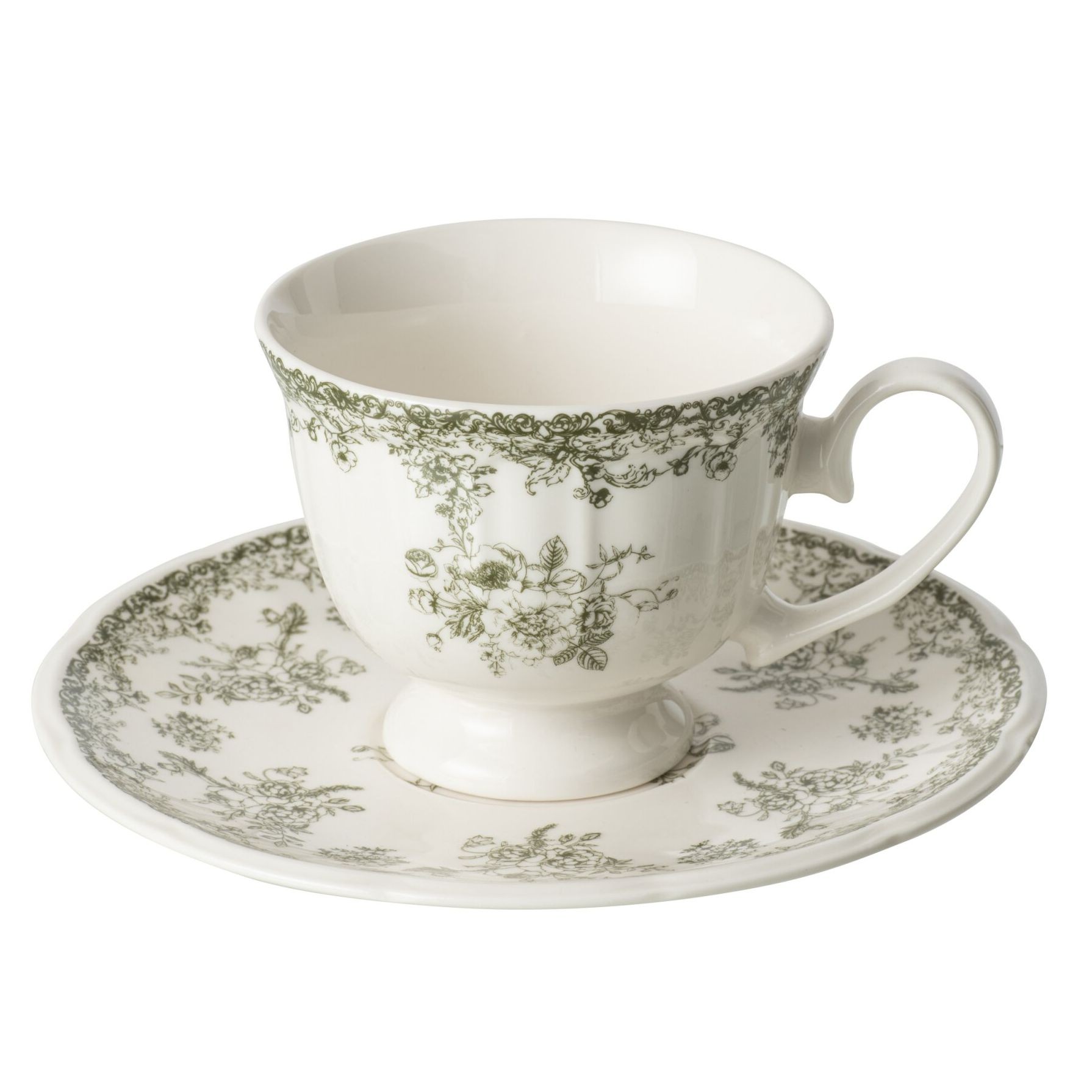 Bílý porcelánový šálek s podšálkem Vintage Blossom - 9*9*7 cm