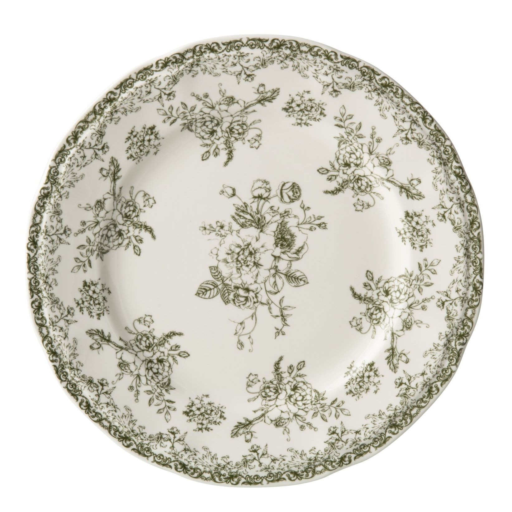 Bílý porcelánový jídelní talíř Vintage Blossom - ⌀26*2,2 cm