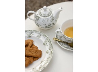 Bílý porcelánový hluboký talíř Vintage Blossom - ⌀22*3,4 cm