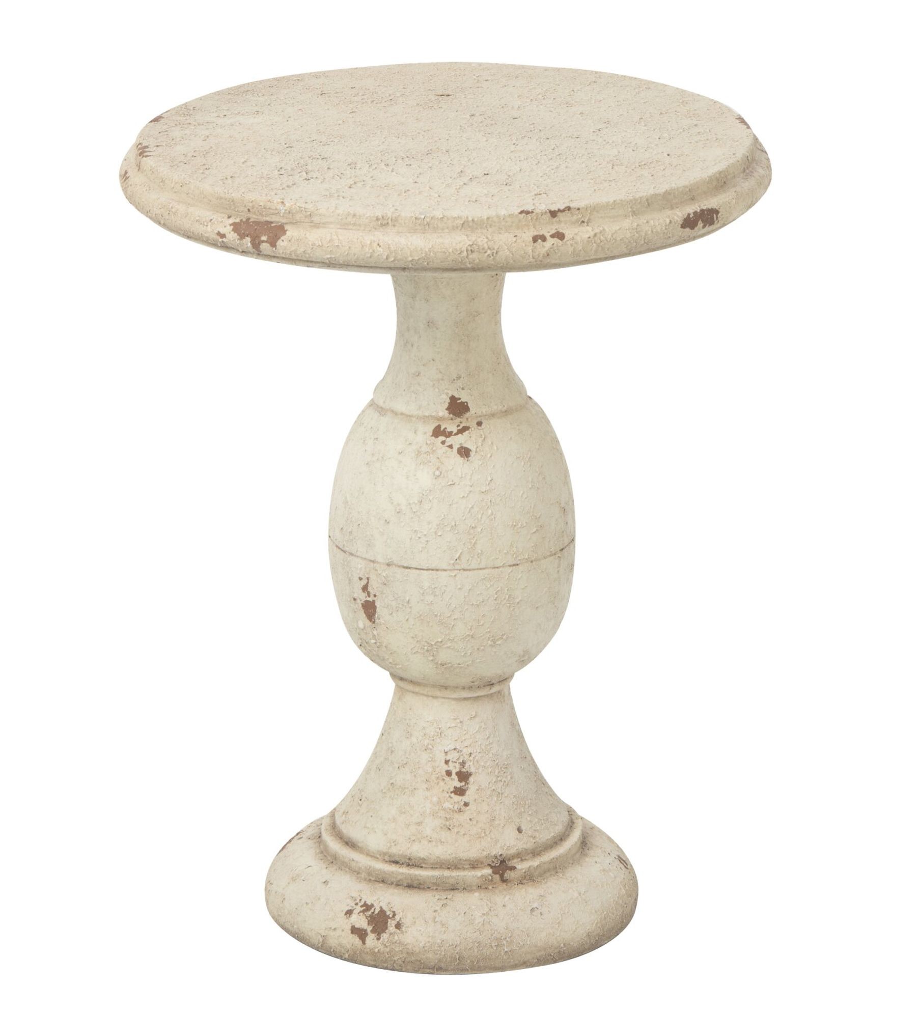 Béžový antik odkládací stůl Antiqou French - Ø 41*58 cm