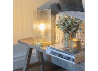 Elegantní zlatá stolní lampa se skleněným stínidlem - Ø 15*27 cm E27/max 1*40W
