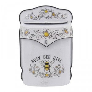 Krémová retro poštovní schránka s včelou Busy Bee Hive - 24*10*35 cm