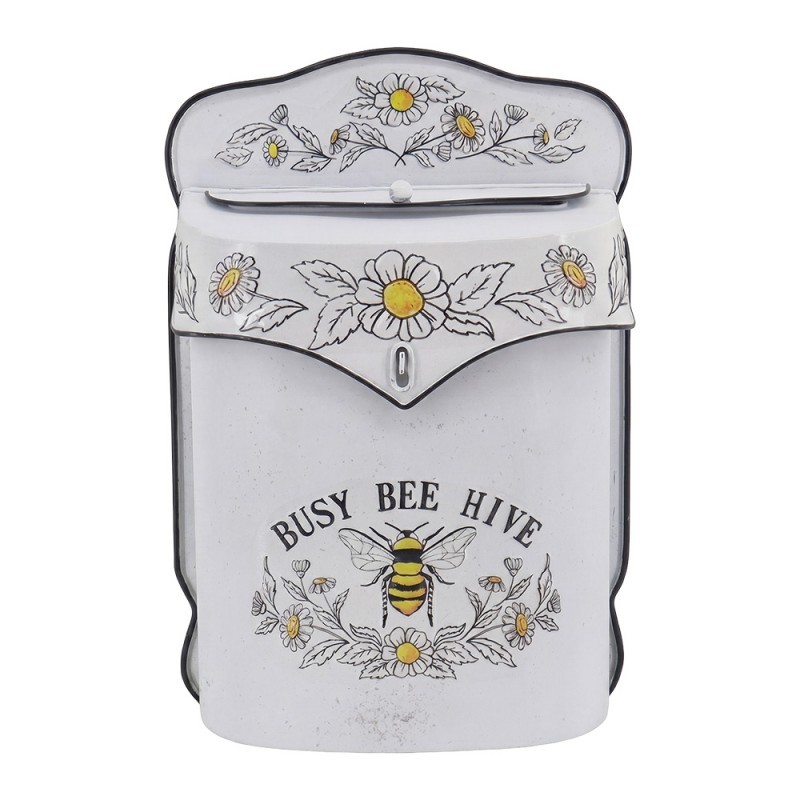 Krémová retro poštovní schránka s včelou Busy Bee Hive - 24*10*35 cm