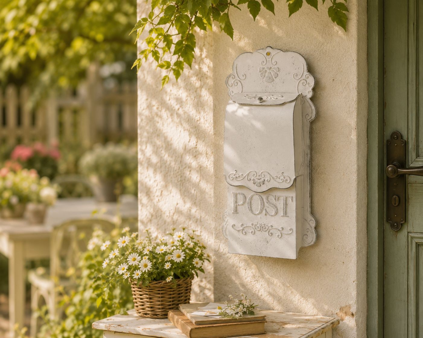 Bílá retro poštovní schránka Post - 23*10*50 cm