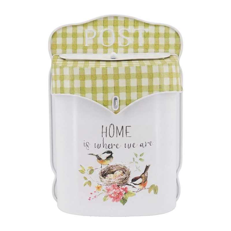 Bílá antik poštovní schránka s ptáčky Home - 24*10*35 cm