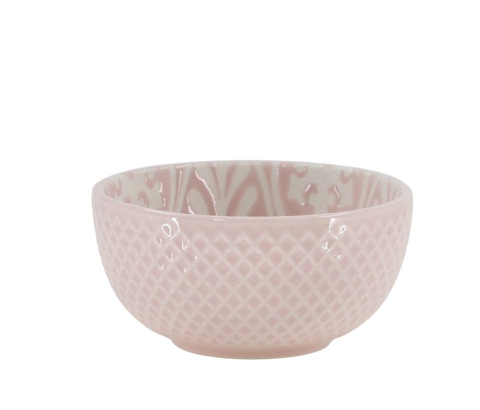Růžová porcelánová miska s květy uvnitř Arés - Ø 7,5*3,5 cm / 100ml