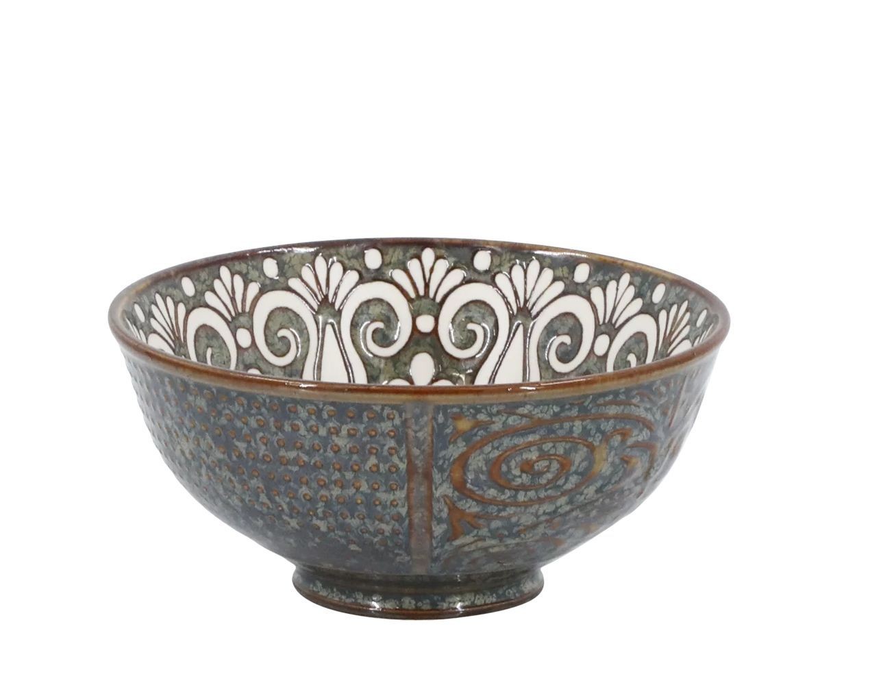 Opálová porcelánová miska s květy uvnitř Arés - Ø 12*5,5 cm / 300 ml