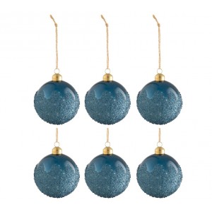 Sada 6 ks modrých vánočních ozdob Sugar Blue - Ø 8 cm