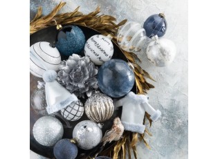 Sada 6 ks modrých vánočních ozdob Sugar Blue - Ø 8 cm