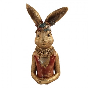 Zlatá antik dekorace figurka králičí dáma - 27*17*51 cm