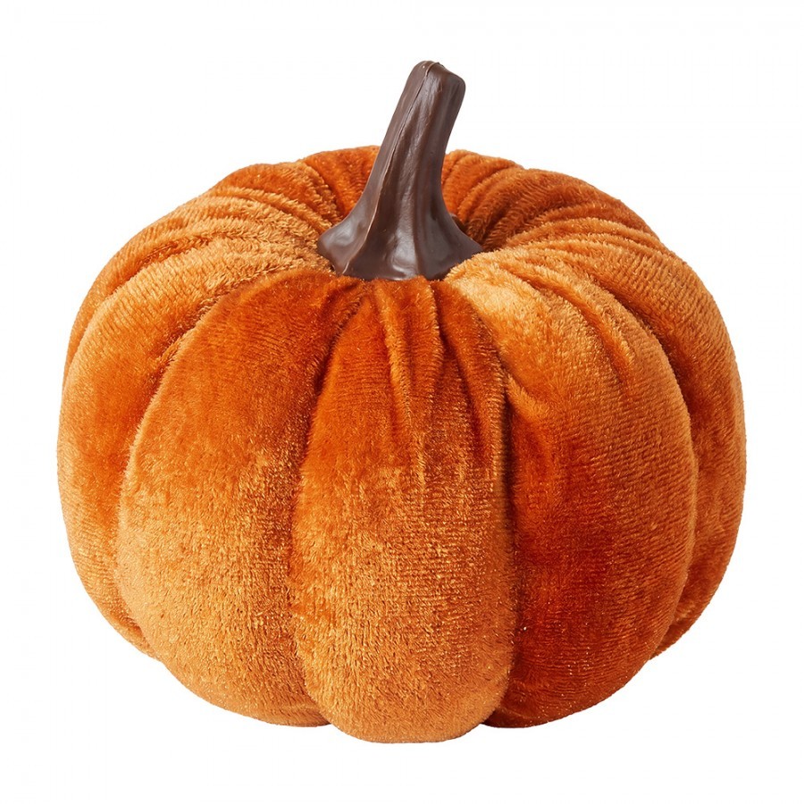 Oranžová dekorační sametová dýně Pumpkin Velvet - Ø 6 cm
