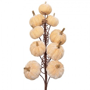 Dekorační větvička se sametovými dýněmi Pumpkin Velvet - 6*4*56 cm