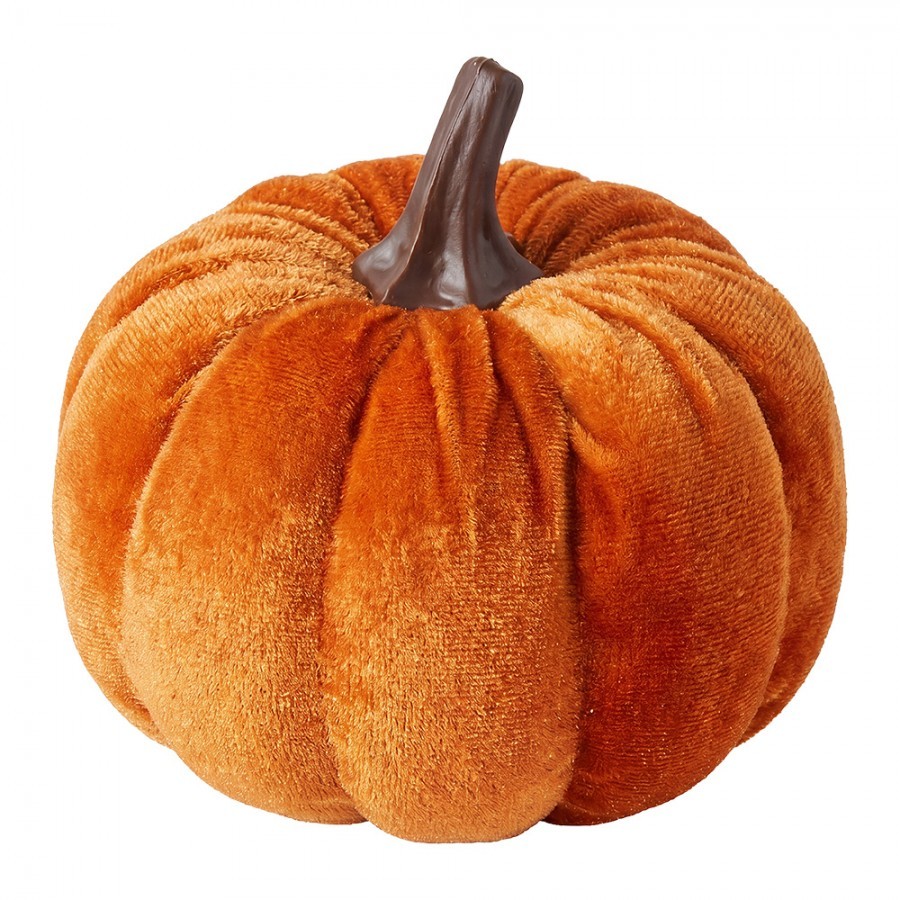 Oranžová dekorační sametová dýně Pumpkin Velvet - Ø 10 cm