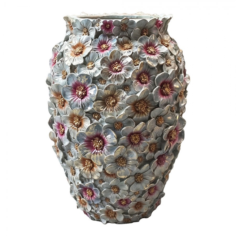 Luxusní dekorační dóza s květy Vintage Chic - Ø 18*26 cm
