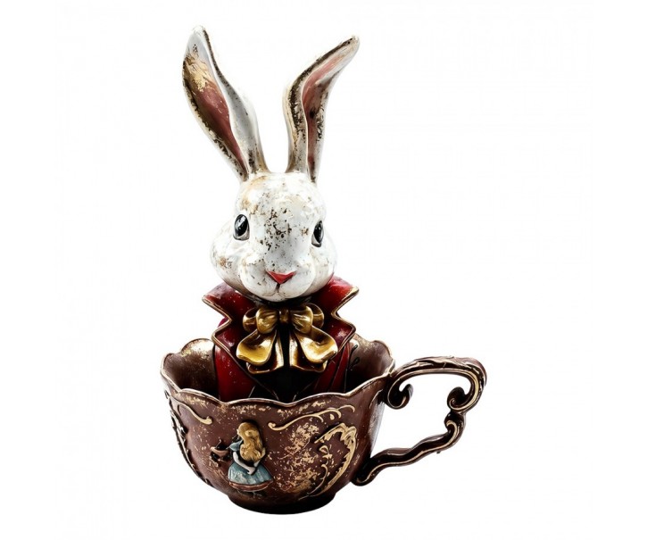 Vintage dekorace figurka králík v šálku - 17*13*25 cm Clayre & Eef