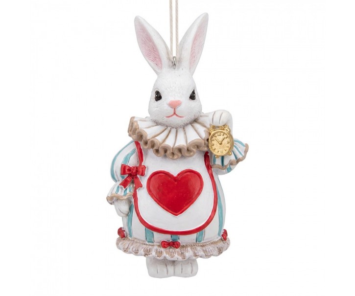 Závěsná dekorace králík se srdíčkem - 6*5*10 cm Clayre & Eef