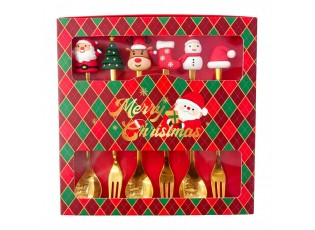 Dessert Cutlery SET 6 Gold Colored Metal Christmas Decoration Christmas - 2*12 cm (6)