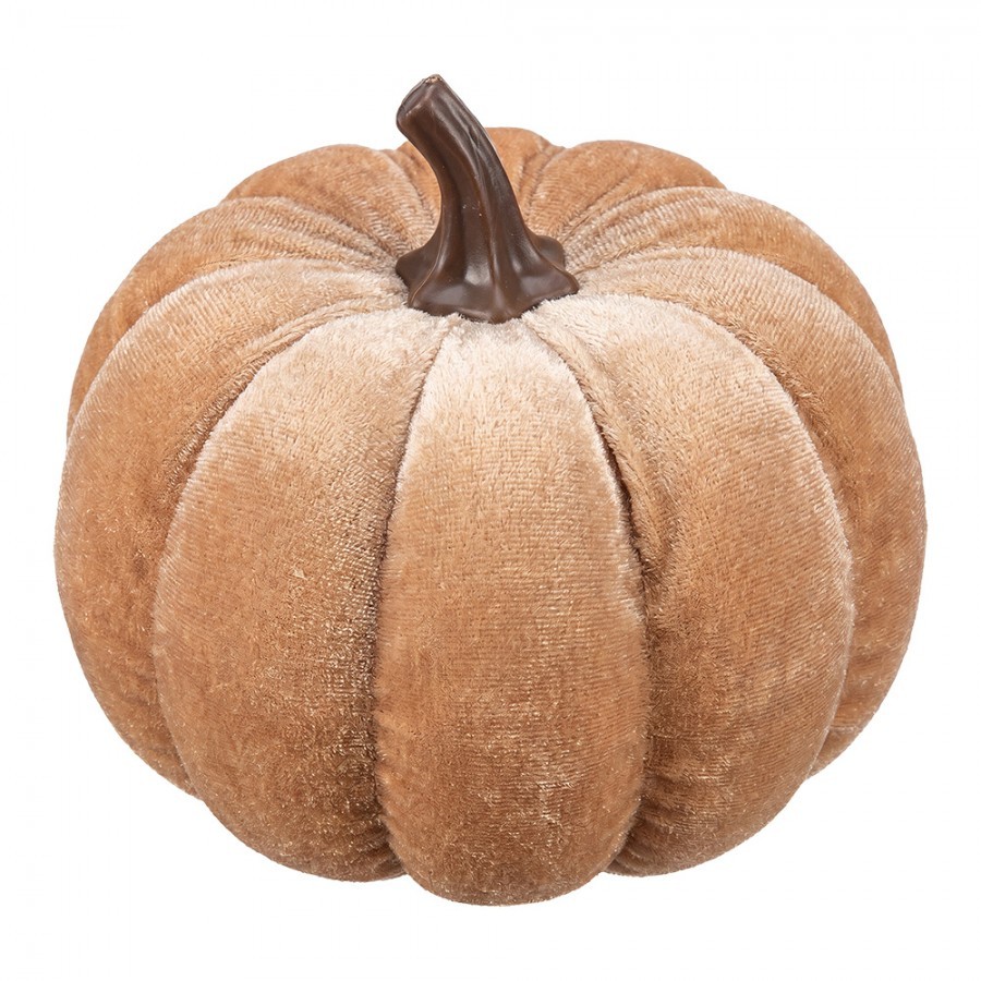 Béžová dekorační sametová dýně Pumpkin Velvet - Ø 10 cm