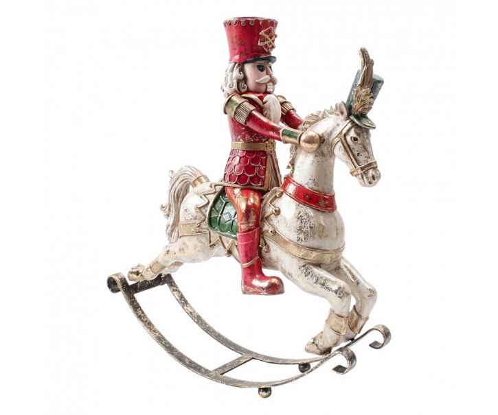 Vintage figurka Louskáček na houpoacím koníkovi - 32*10*35 cm Clayre & Eef