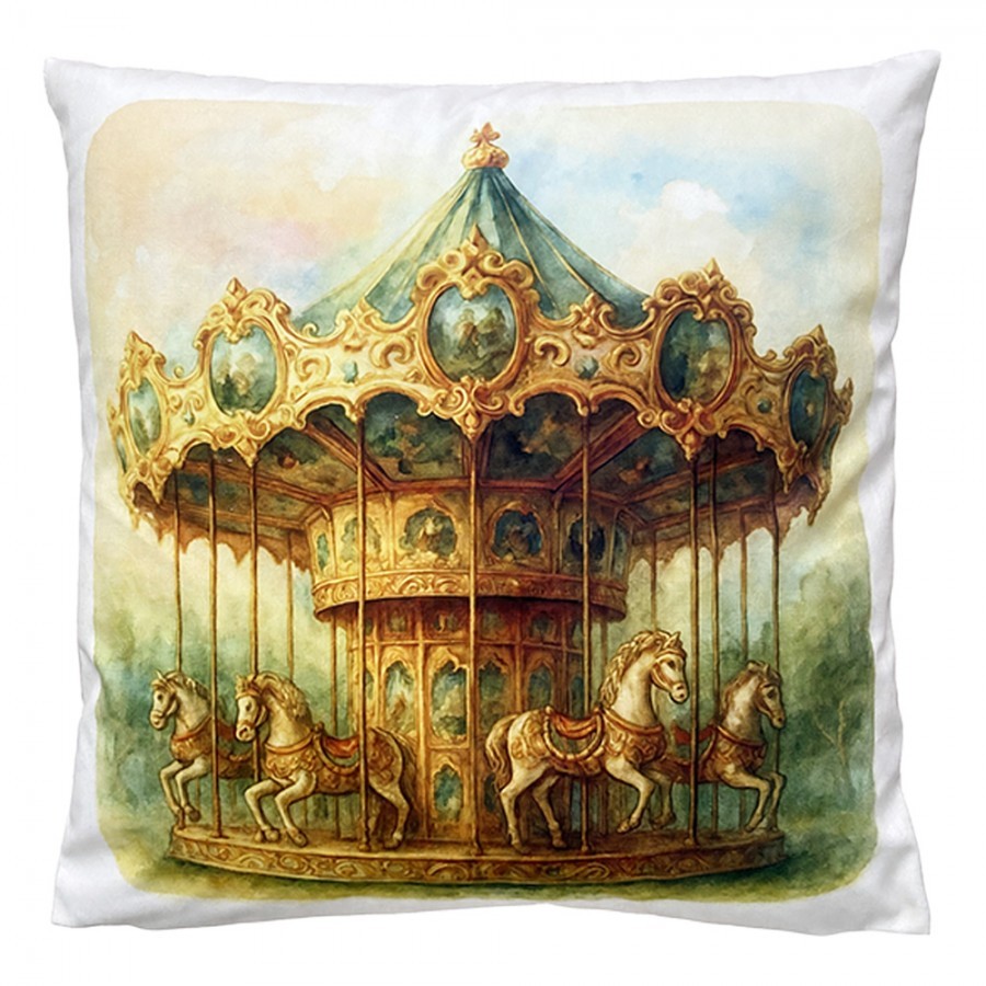 Dekorační polštář kolotoč s koníky Vintage Carousel - 45*45*4 cm
