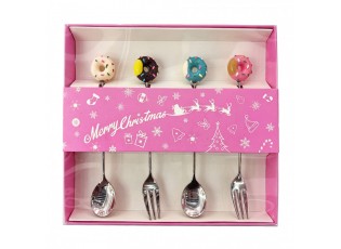 Dessert Cutlery SET 4 Silver Colored Metal Christmas Decoration Christmas - 2*12 cm (4)