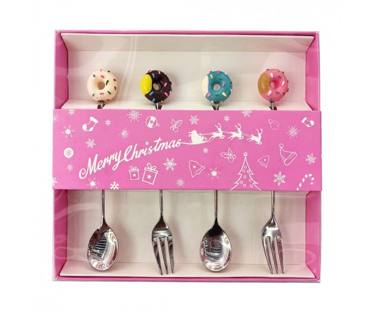 Dessert Cutlery SET 4 Silver Colored Metal Christmas Decoration Christmas - 2*12 cm (4) Clayre & Eef