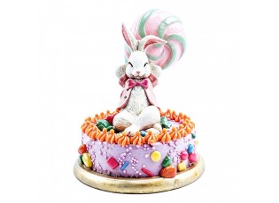 Decorative Figurine Rabbit White Plastic Figurine - 18*17*20 cm
