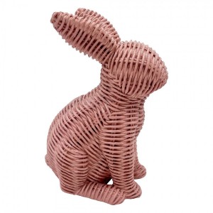 Růžová dekorace králík Rabbit Pink v proutěném designu - 12*7*17 cm
