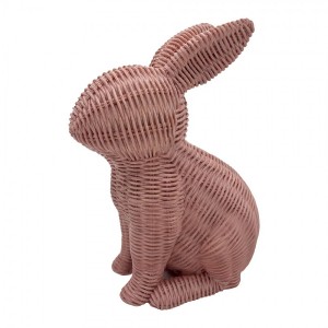 Růžová dekorace králík Rabbit Pink v proutěném designu - 17*10*21 cm