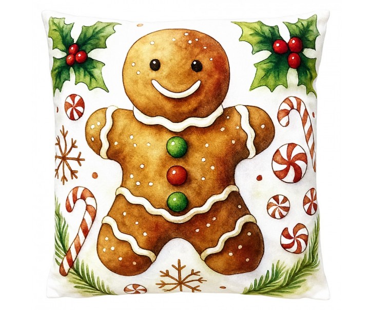 Vánoční dekorační polštář Perníček GingerBread - 45*45*4 cm Clayre & Eef
