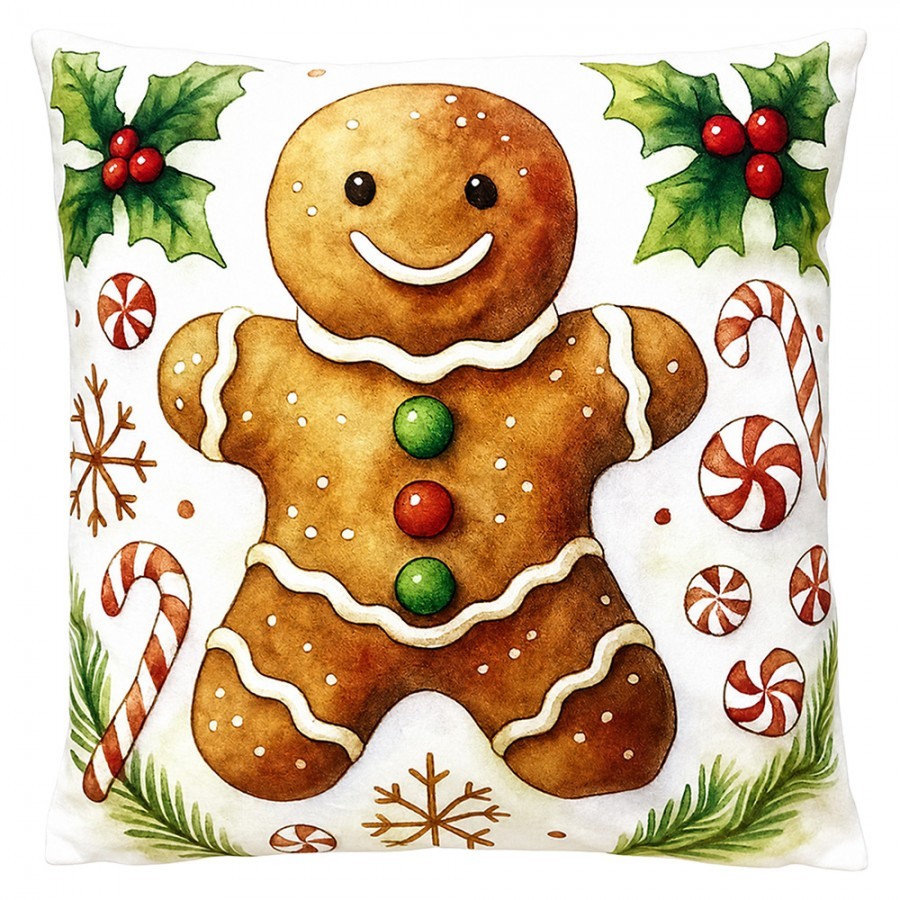 Vánoční dekorační polštář Perníček GingerBread - 45*45*4 cm