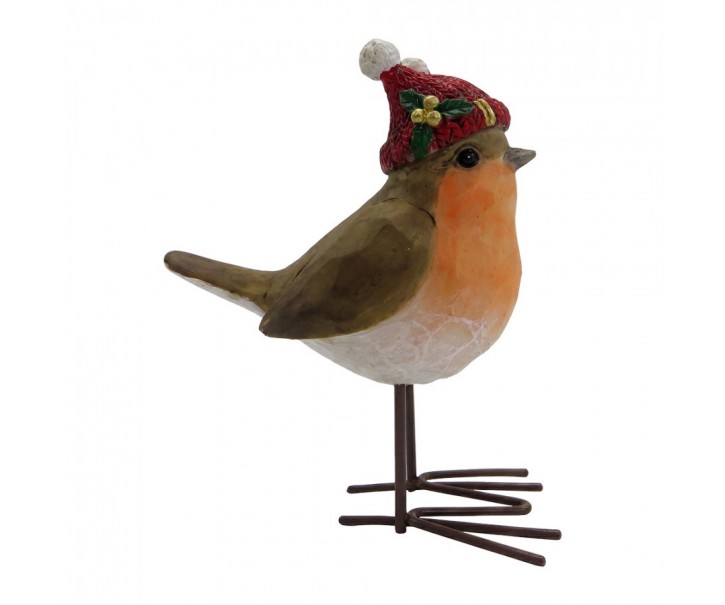 Dekorace figurka ptáček s čepičkou - 9*6*12 cm Clayre & Eef