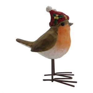 Dekorace figurka ptáček s čepičkou - 9*6*12 cm