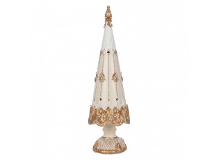 Bílo-zlatá antik dekorace vánoční strom s ornamenty - Ø 12*42 cm