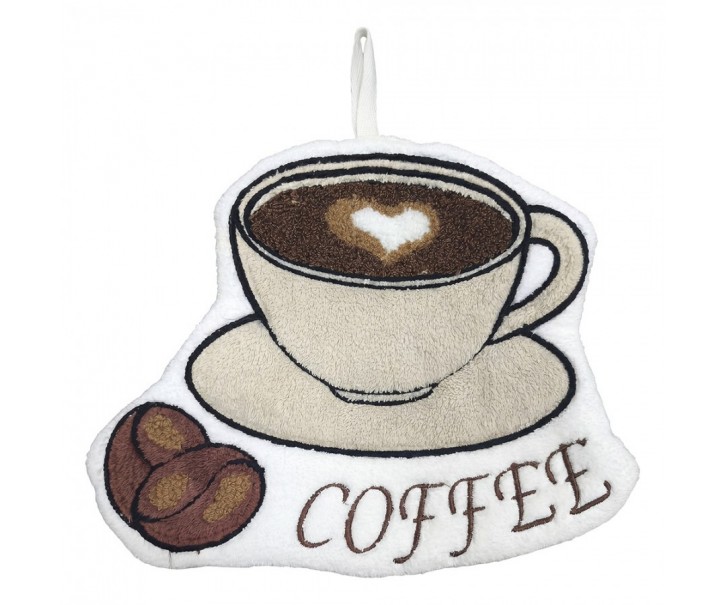 Plyšový ručník pro hosty Coffee - 20*1*22 cm Clayre & Eef