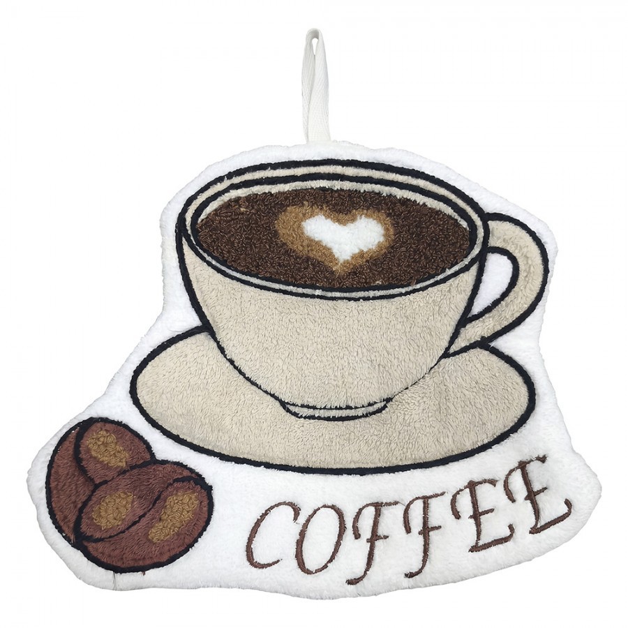 Plyšový ručník pro hosty Coffee - 20*1*22 cm
