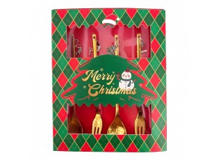 Dessert Cutlery SET 4 Gold Colored Metal Christmas Decoration Christmas - 2*12 cm (4)