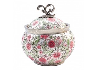 Elegantní dekorační dóza s květy a ptáčky Vintage - Ø 23*25 cm