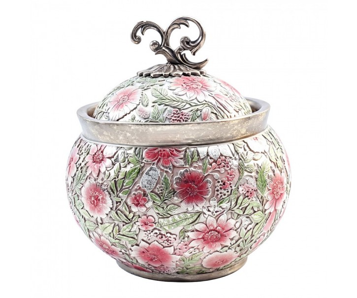 Elegantní dekorační dóza s květy a ptáčky Vintage - Ø 23*25 cm Clayre & Eef