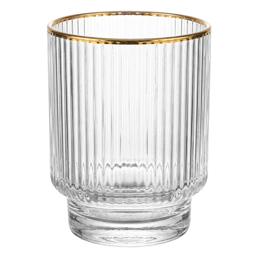 Elegantní sklenice na vodu se zlatým okrajem - Ø 8*10 cm / 320 ml