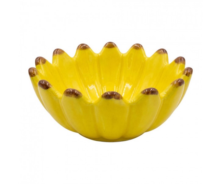 Decorative Bowl Flower Yellow Ceramic Decorative Bowl - ? 14*8 cm Clayre & Eef