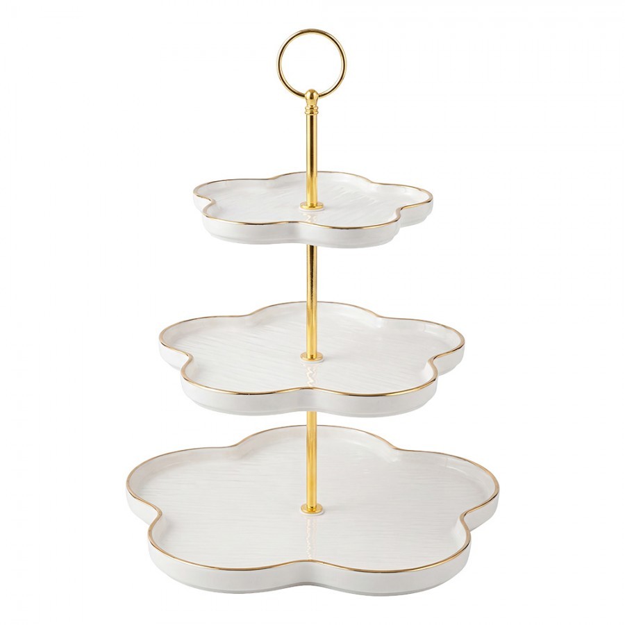 Elegantní keramický 3-patrový etažér ve tvaru květů - Ø 24 cm