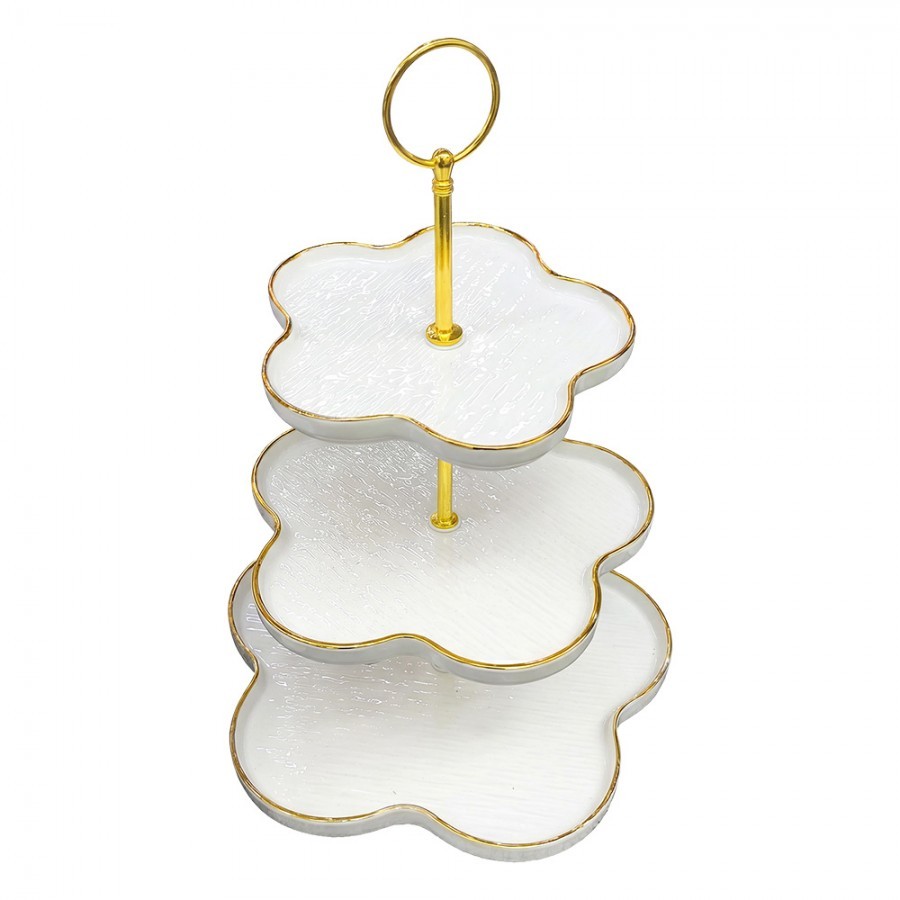 Elegantní keramický 3-patrový etažér ve tvaru květů - Ø 24 cm